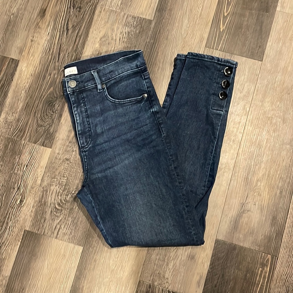 Loft high waist skinny ankle detail jeans